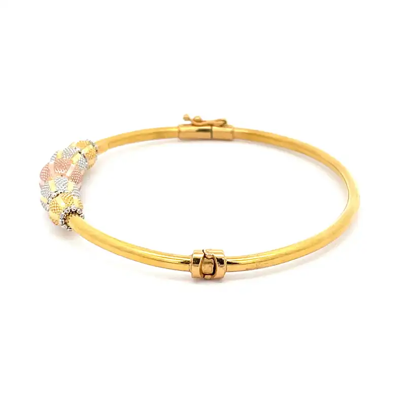 Classic Tricolor Bangle Bracelet in 22K Gold